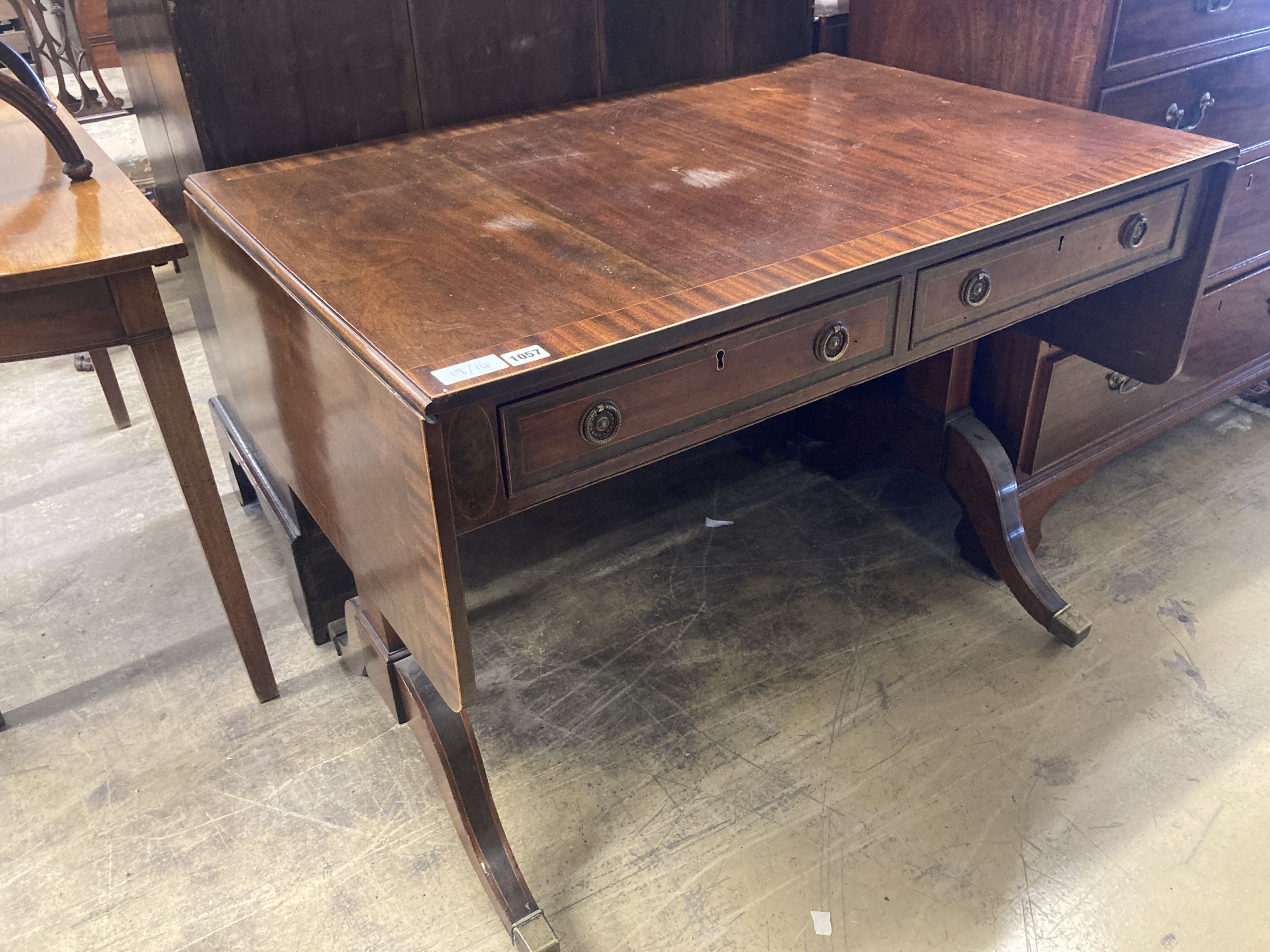 A Regency style mahogany sofa table, width 98cm, depth 67cm, height 76cm